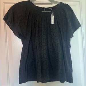 Madewell Black Eyelet Top
